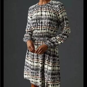 Bella Dahl Jules Smocked Waist Tie Dye Print Dress Small